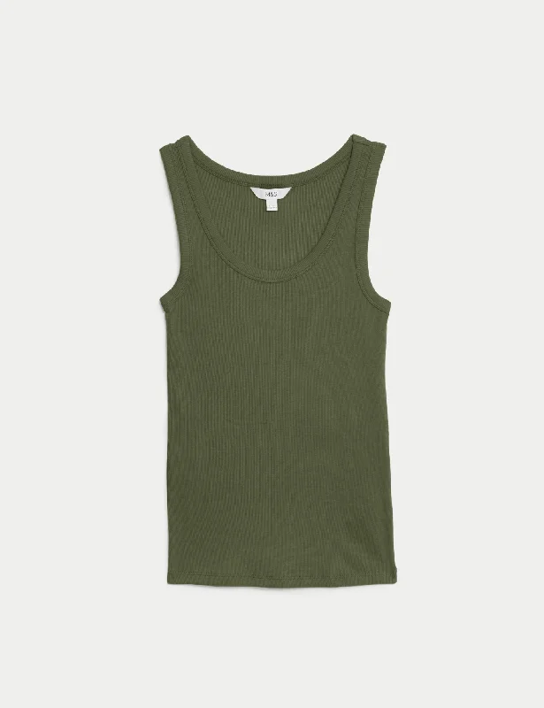 Cotton Rich Ribbed Slim Fit Vest Top Bohemian Women's Free