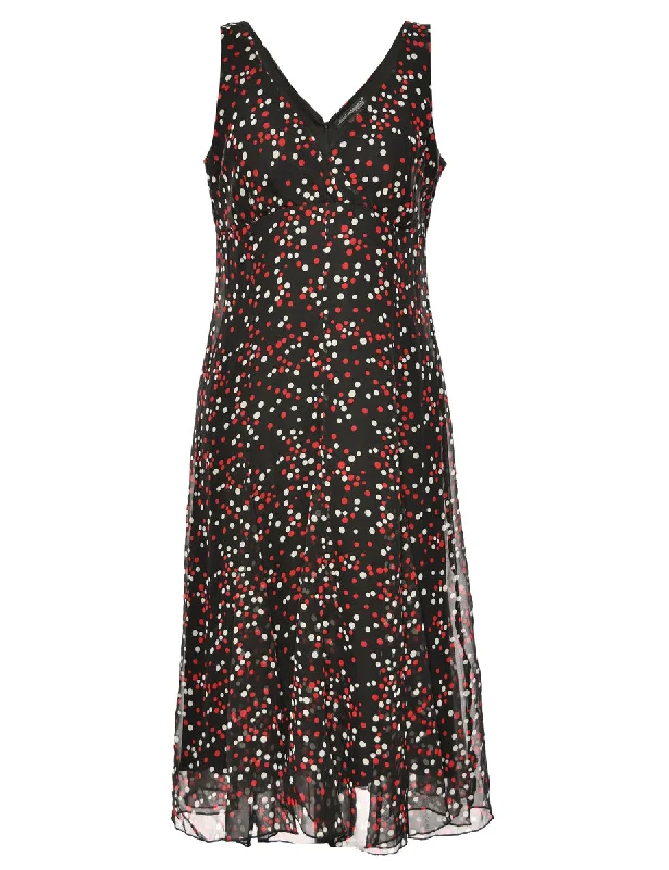 Midi Length Black Dress - L Feminine Women's Style 