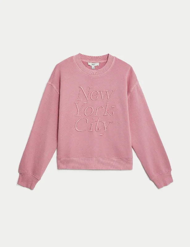 Pure Cotton Slogan Sweatshirt French