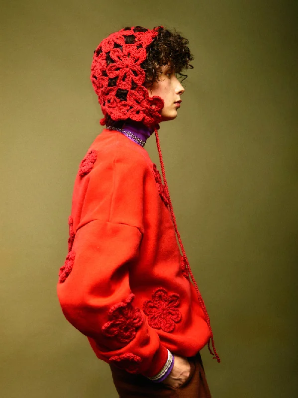ANEMONE with flowers red crewneck Sleek Women's 