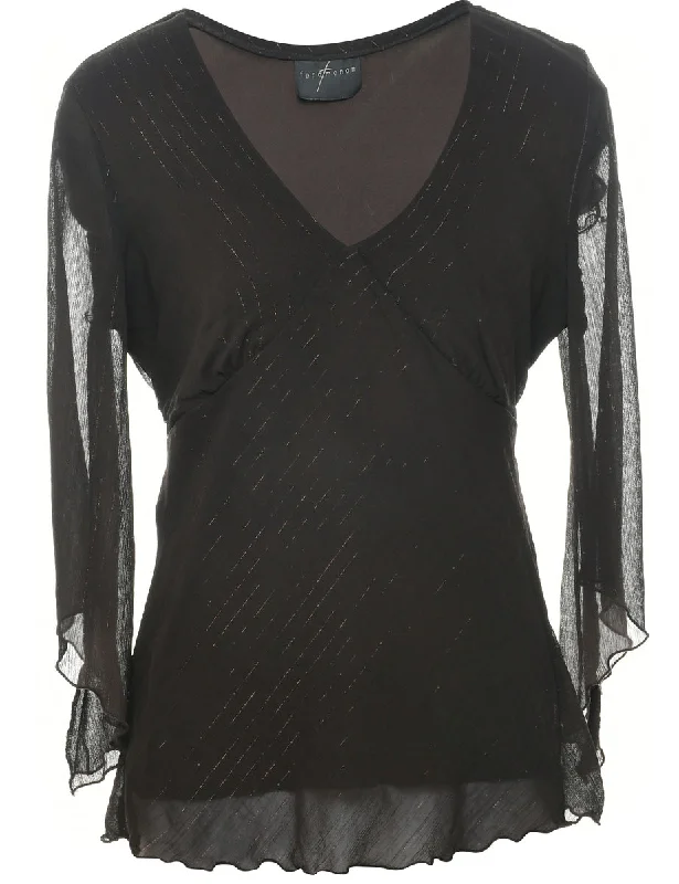 Striped Evening Top - L Sleek Women's Metallic