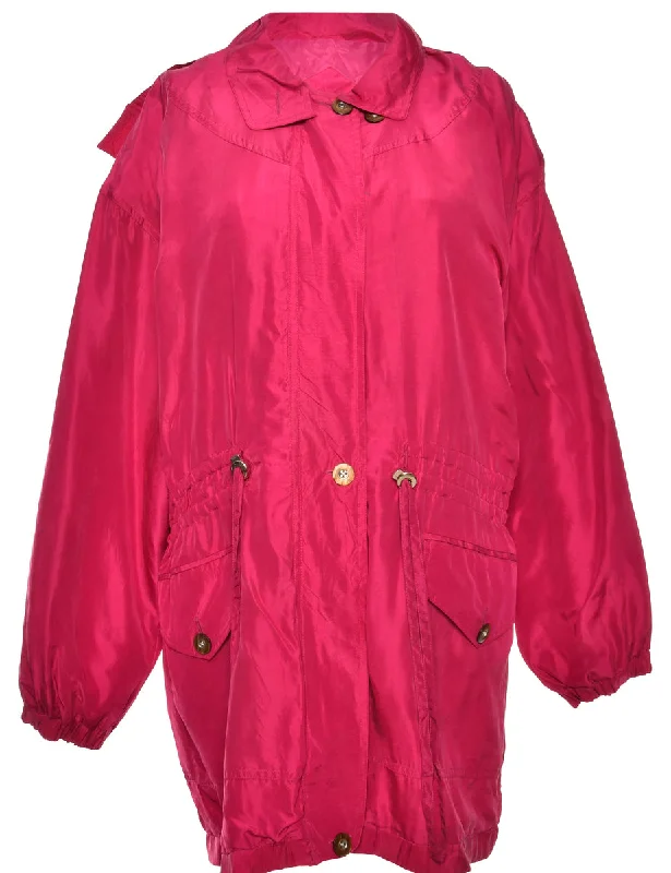 Button & Zip Front Pink Jacket - S European