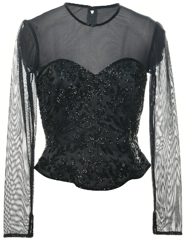 Beaded Evening Top - S Trendy Women's Oversized