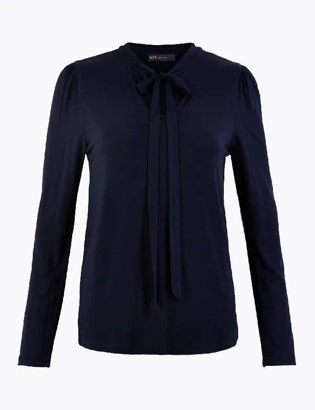 Pussybow Long Sleeve Top Practical Women's Quick - dry