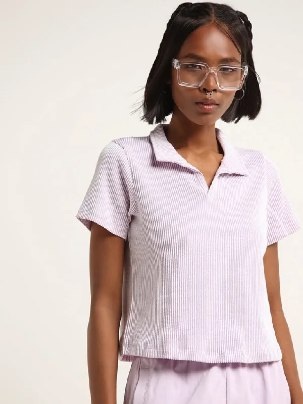 Studiofit Lilac Textured Top Monochromatic All - in - one