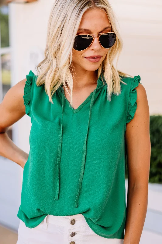 Play The Game Kelly Green Ruffled Tank Athletic Women's High - 