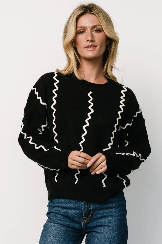 Misha Patterned Sweater | Black Artistic Women's Avant - 