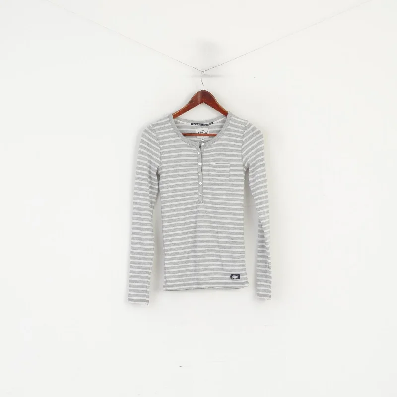 Superdry Women S Long Sleeved Shirt Grey Stretch Base Layer Classic Top Confident Women's High - fashion
