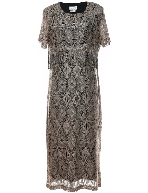 Light Brown Evening Dress - L Edgy Women's Punk