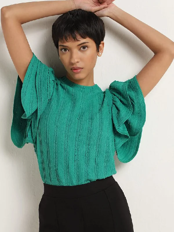 Wardrobe Green Layered Sleeves Top Australian Beach