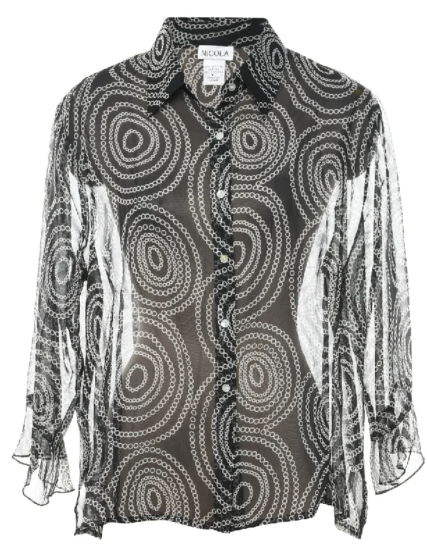Sheer Effect Geometric Print Shirt - XL Refined Women's Hand - crafted