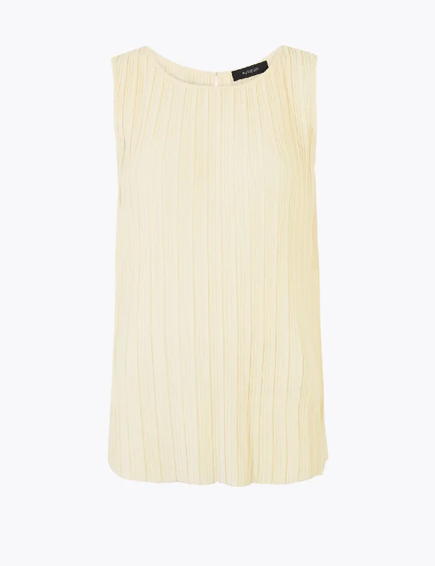 Plisse Sleeveless Shell Top Confident Women's Power