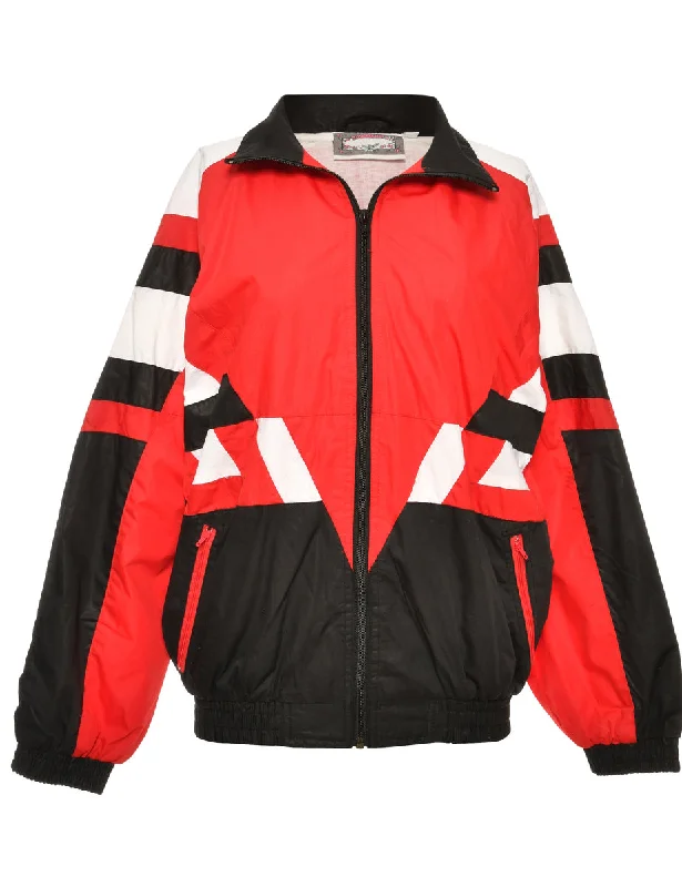 Zip-Front Red, Black & White Contrast Jacket - XS Compression
