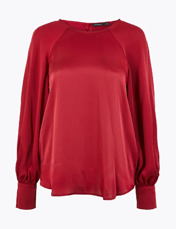 Satin Relaxed Fit Shell Top Earthy Women's 