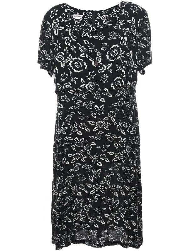 Floral Print Dress - L Contemporary 