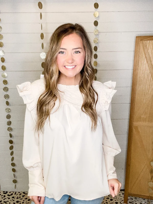 After Hours Ruffle Shoulder Top Vacation