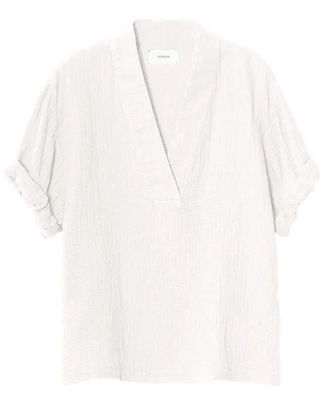 White Avery Top Artistic Women's Hand - painted