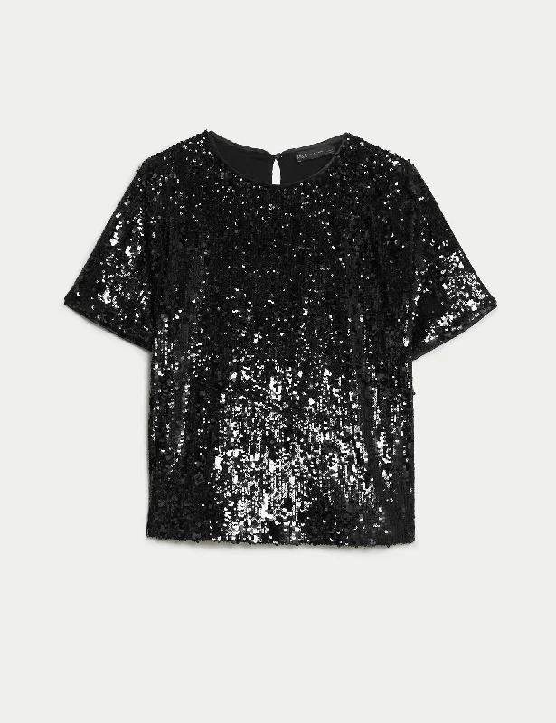 Sequin Top Feminine Women's Soft 