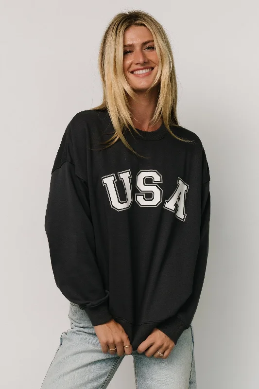 USA Oversized Sweatshirt | Navy Classic Women's Tweed