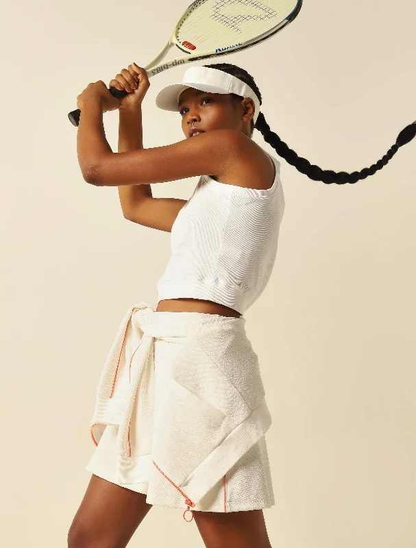 Studiofit White Cotton Blend Collared Crop Top Edgy Women's Punk
