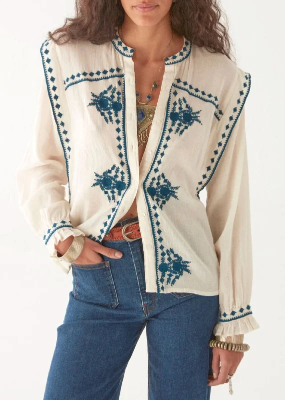 Philippa Blouse in Panna Cotta Refined Women's Hand - crafted