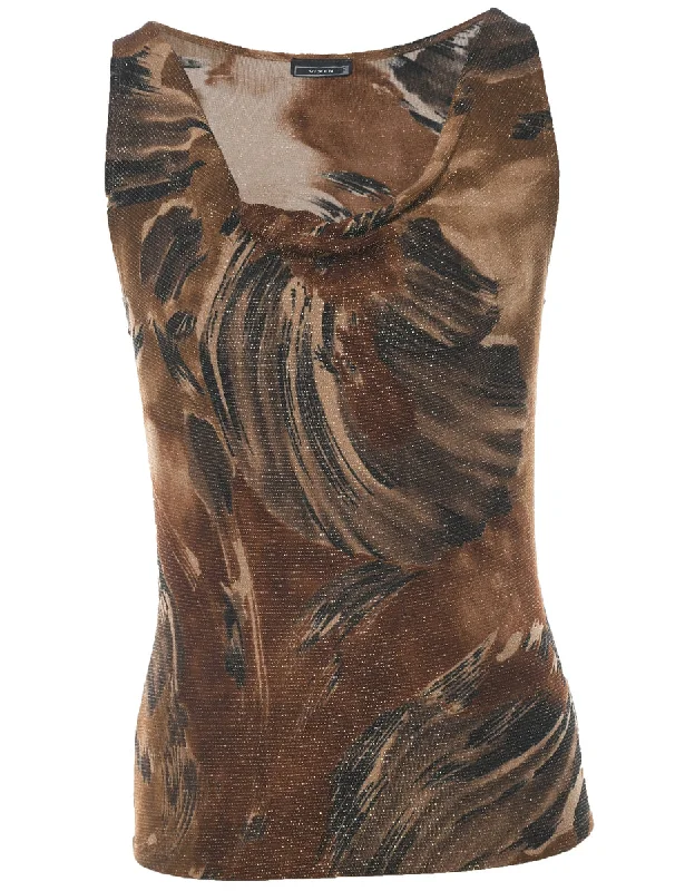 Metallic Patterned Evening Top - S Confident Women's High - fashion