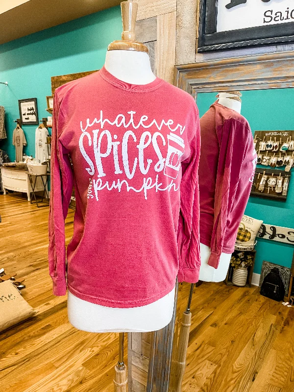 Whatever Spices Your Pumpkin Long Sleeve Graphic Tee Bohemian Women's Free