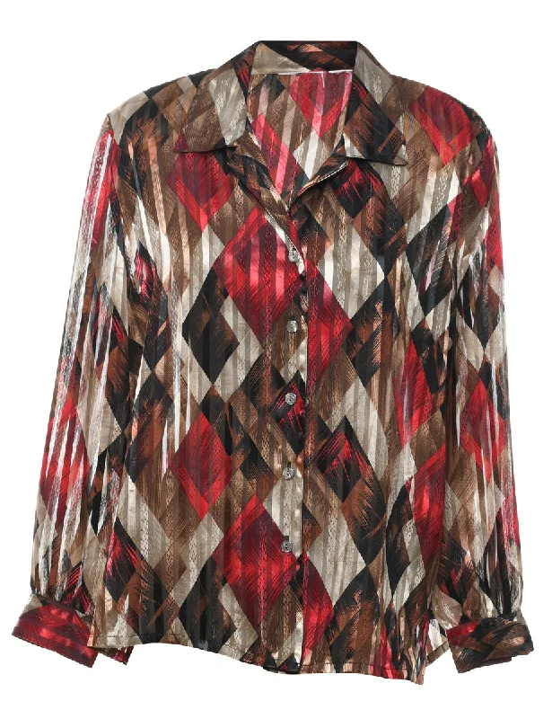 Geometric Print Multi-Colour Blouse - XL Casual Women's Japanese 