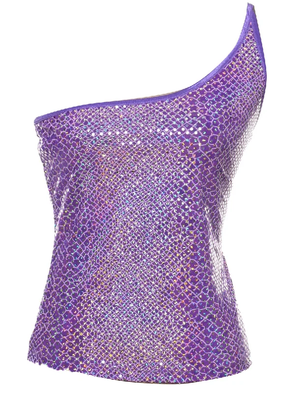 One Shouldered Evening Top - M Cool Women's Distressed