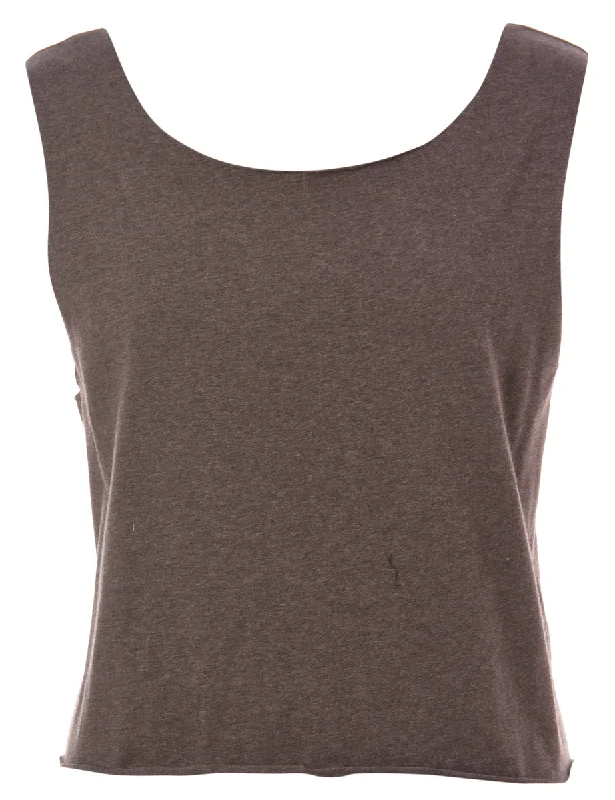 Label Dark Brown Tie Back T-shirt - L Tough Women's Military - inspired