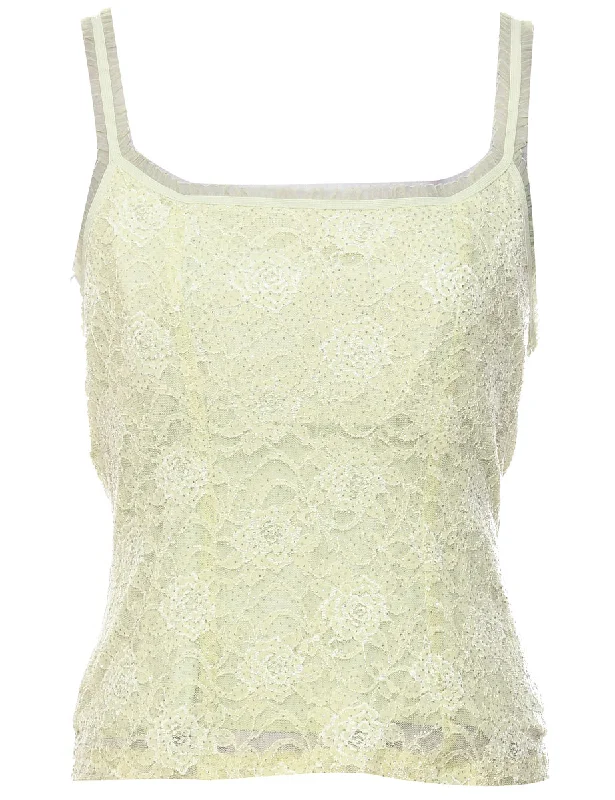 Floral Lace Evening Top - M Minimalist Women's Casual