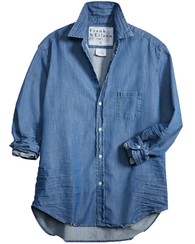 Vintage Stonewash Indigo Denim Eileen Button Up Shirt Classic Women's Tweed