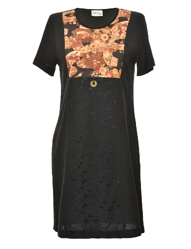 Midi Length Black Dress - M Sleek Women's 