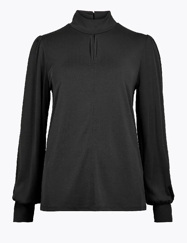 Keyhole Long Sleeve Top Sporty Women's Tennis