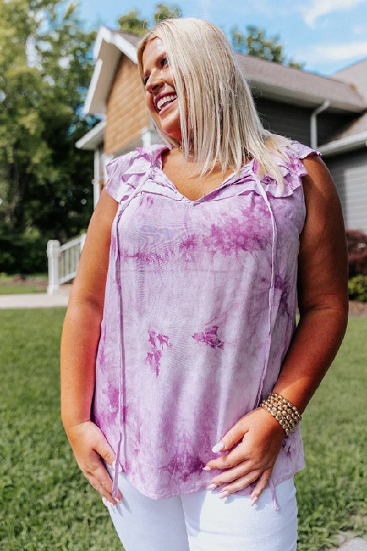 Sweet On Summer Tie Dye Shift Top in Purple Curves Modern Women's Tech