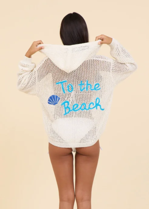 White Crochet Beach Hoodie Practical Women's Quick - dry