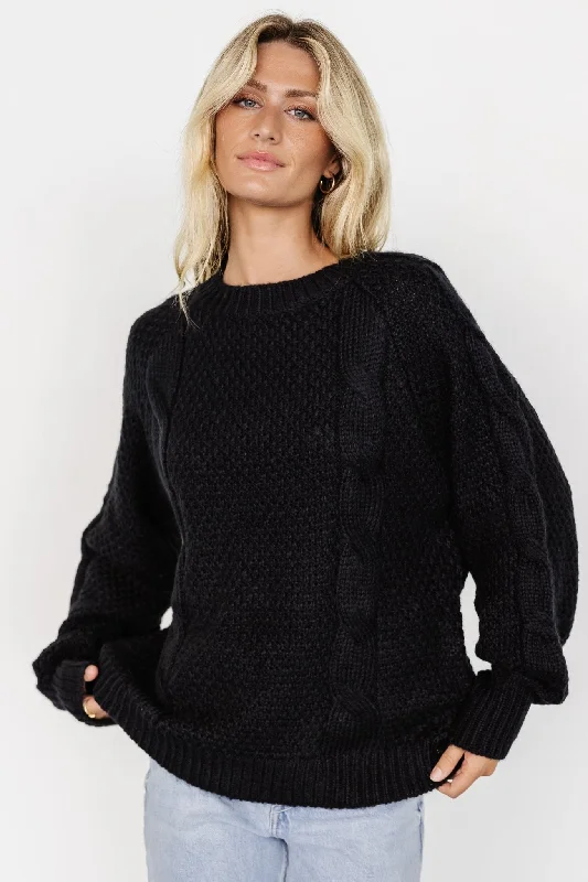 Lukas Cable Knit Sweater | Black Luxurious Women's High -  end