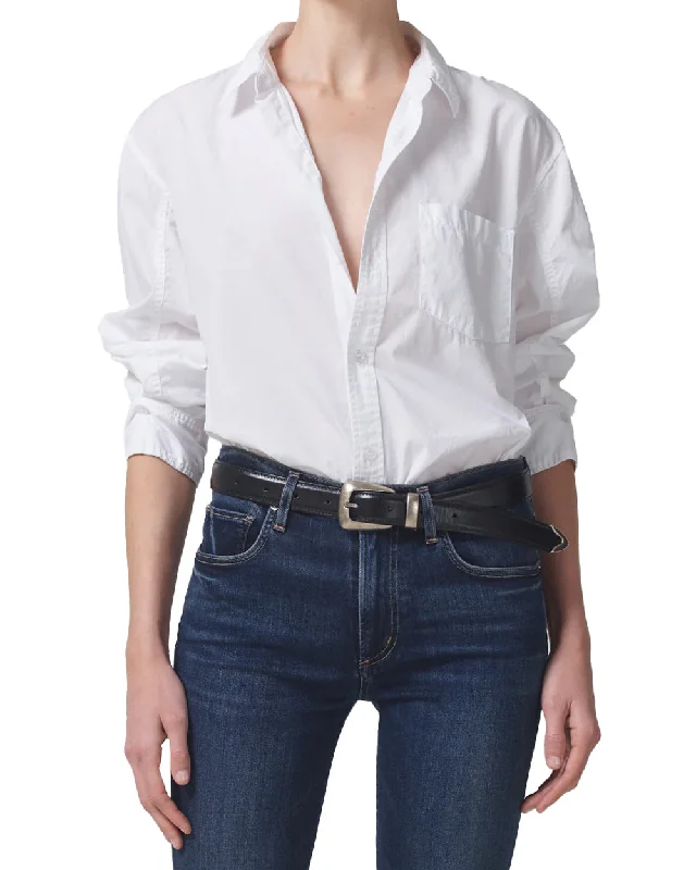 Optic White Shrunken Kayla Shirt Minimalist Women's Casual