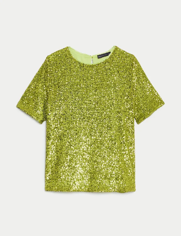 Sequin Top Geometric