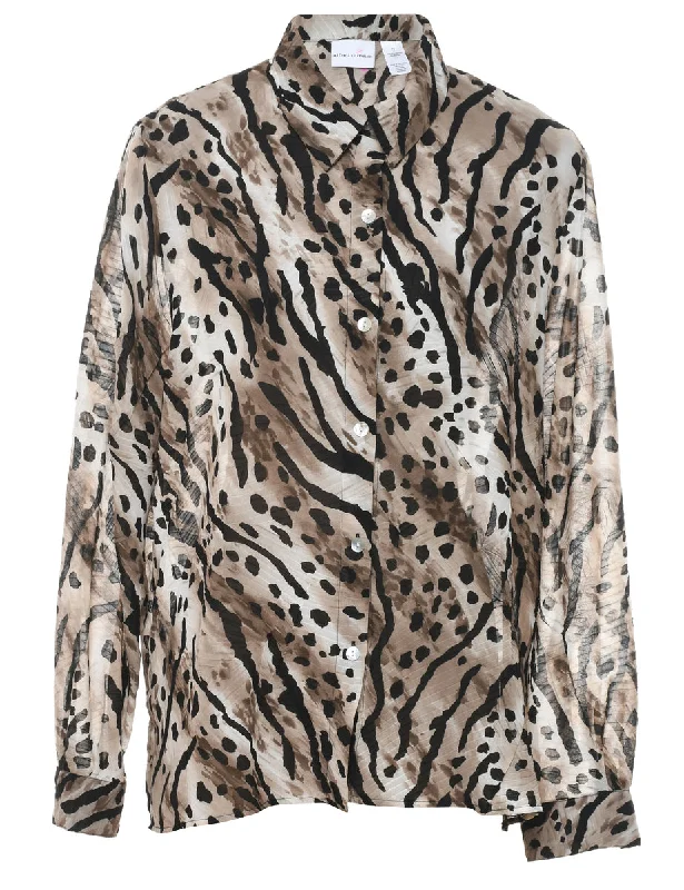 Grey & Black Animal Print Shirt - XL Women