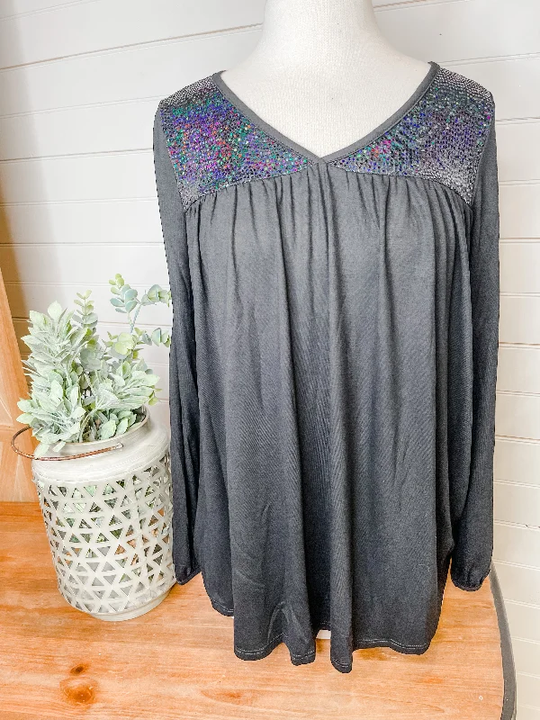 Sparkling Shoulders Long Sleeve Top Gym