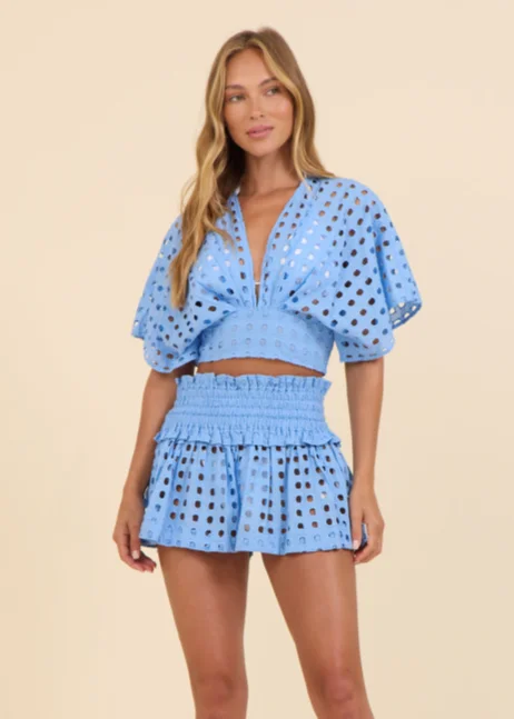 Blue Box Eyelet Kimono Top Bold Women's Animal Print