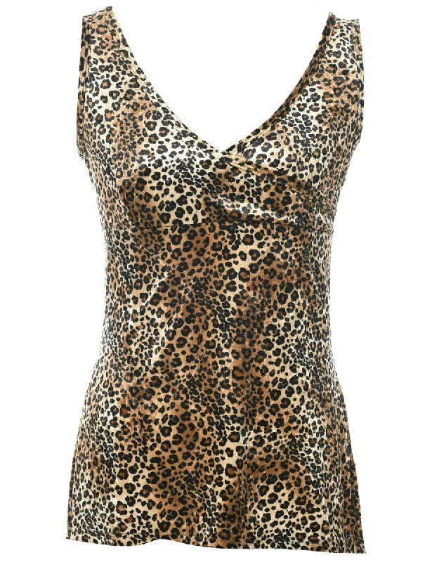 Leopard Print Evening Top - S Vacation