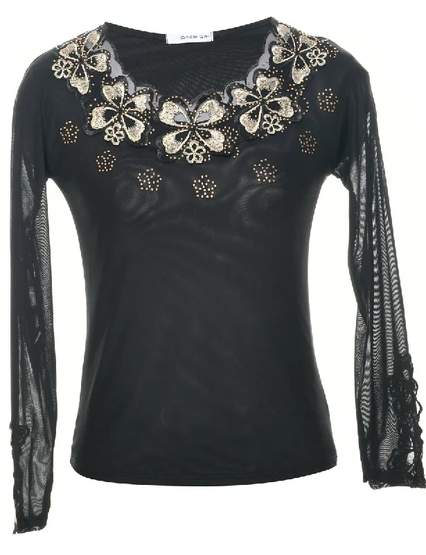 Embroidered Evening Top - XS Sleek Women's 