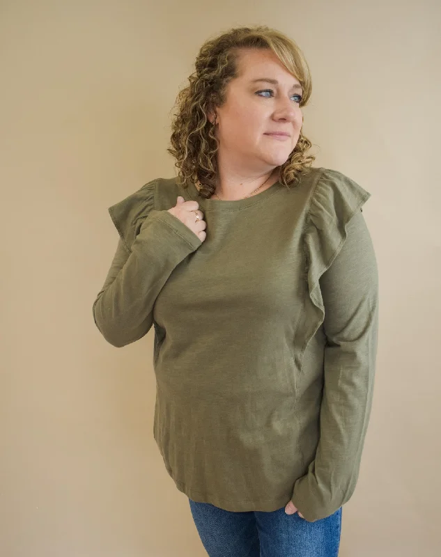 That's A Ruffle Long Sleeve Top Cool Women's Distressed
