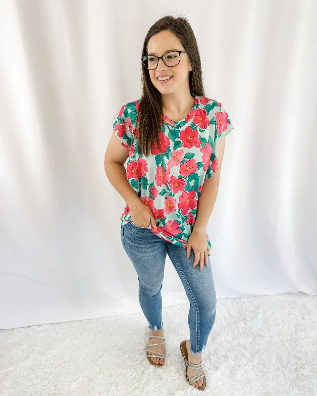 On The Bright Side Floral Top Practical Women's Multi - 