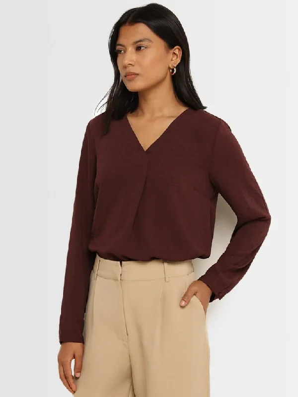 Wardrobe Brown Solid Top Sharp Women's Italian
