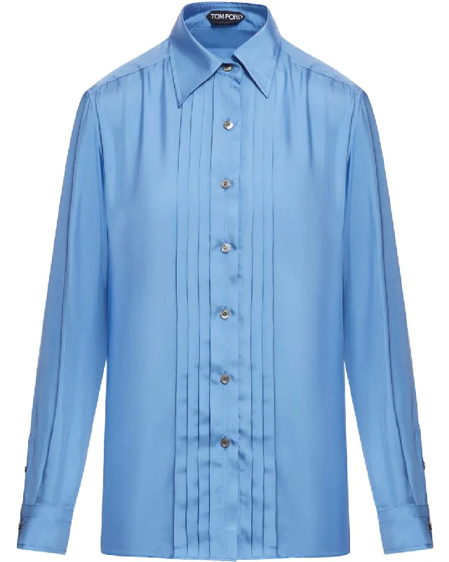 Stone Blue Fluid Button Down Shirt Compression
