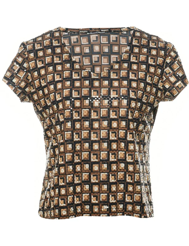 Geometric Evening Top - M Casual Women's Japanese 