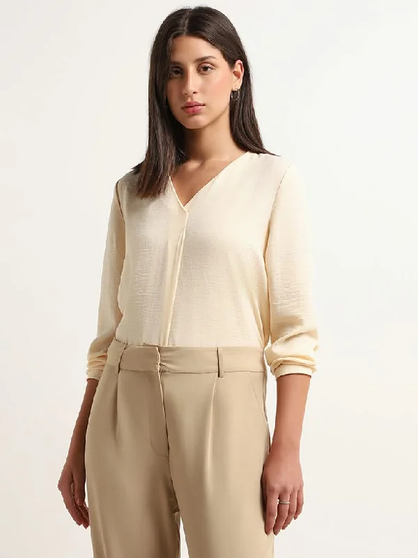Wardrobe Cream V-Neck Top Cool Women's Skate